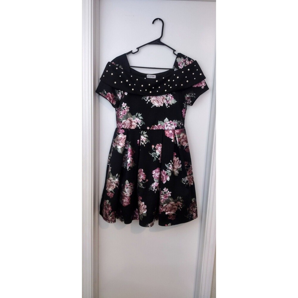 Knitworks  Girls  Dress Pearl Black Floral Size 16